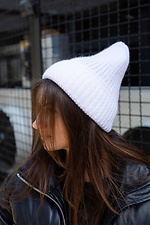 Warm white knitted hat for the winter Without 8048321 photo №2