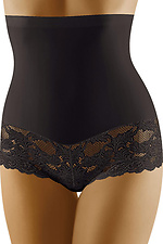 Women's slimming panties in black with a high waist and lace at the bottom WOLBAR 4024322 photo №1
