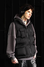 Men's oversized vest Puffi black matte OGONPUSHKA 8043322 photo №4