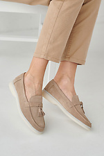 Suede women's loafers beige  2505323 photo №4