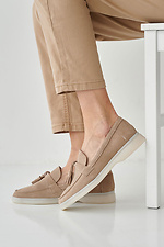 Suede women's loafers beige  2505323 photo №5