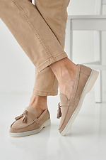 Suede women's loafers beige  2505323 photo №6