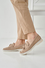 Suede women's loafers beige  2505323 photo №7