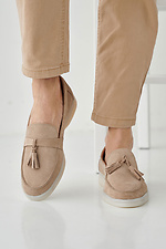 Suede women's loafers beige  2505323 photo №8