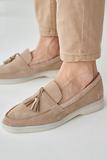 Suede women's loafers beige  2505323 photo №9