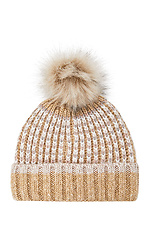 Warm knitted hat with fur pompom  4009323 photo №2