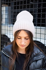 Warm knitted hat in beige for the winter Without 8048323 photo №1