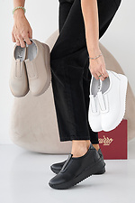 Women's spring-autumn beige leather sneakers  2505324 photo №2