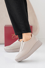 Women's spring-autumn beige leather sneakers  2505324 photo №3