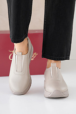 Women's spring-autumn beige leather sneakers  2505324 photo №4