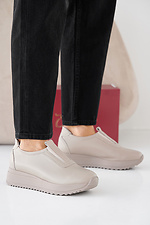 Women's spring-autumn beige leather sneakers  2505324 photo №5