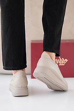 Women's spring-autumn beige leather sneakers  2505324 photo №6