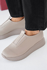 Women's spring-autumn beige leather sneakers  2505324 photo №8