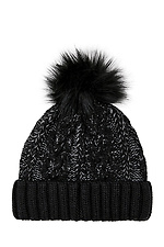 Зимняя вязаная шапка в косы с помпоном 4009324 фото №3