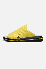 Perforated yellow leather slip-on slippers  4205324 photo №1