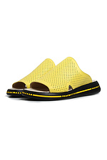 Perforated yellow leather slip-on slippers  4205324 photo №2