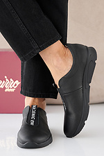 Women's spring-autumn black leather sneakers  2505326 photo №3