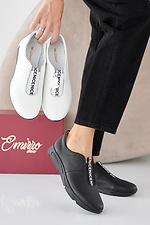 Women's spring-autumn black leather sneakers  2505326 photo №6