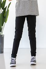 Весенние стрейчевые джинсы мом серого цвета с высокой талией и поясом  4014326 фото №3