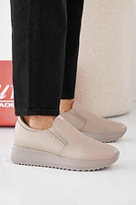 Women's spring-autumn beige leather sneakers  2505327 photo №3