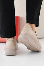 Women's spring-autumn beige leather sneakers  2505327 photo №4