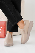 Women's spring-autumn beige leather sneakers  2505327 photo №5