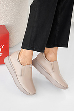 Women's spring-autumn beige leather sneakers  2505327 photo №6
