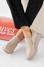 Women's spring-autumn beige leather sneakers  2505327 photo №7