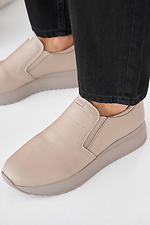 Women's spring-autumn beige leather sneakers  2505327 photo №8