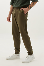 Трикотажные спортивные брюки зеленого цвета с манжетами GEN 8000327 фото №2