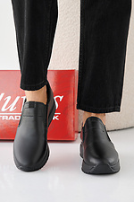Women's spring-autumn black leather sneakers  2505328 photo №3