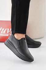 Women's spring-autumn black leather sneakers  2505328 photo №4