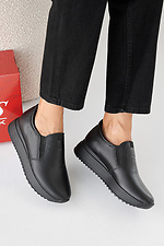 Women's spring-autumn black leather sneakers  2505328 photo №8
