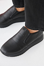 Women's spring-autumn black leather sneakers  2505328 photo №9