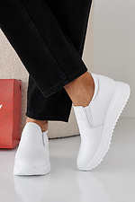Women's spring-autumn white leather sneakers  2505329 photo №6