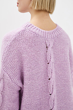 Ciepły sweter z dzianiny z ozdobnym splotem na plecach  4038329 zdjęcie №4