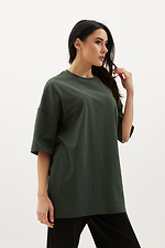 Oversized cotton long-cut T-shirt with wide sleeves GEN 8000329 photo №4