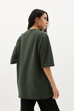 Oversized cotton long-cut T-shirt with wide sleeves GEN 8000329 photo №5