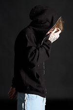 Men's Zipper Hoodie with Rhinestones Gloss Black OGONPUSHKA 8043329 photo №2