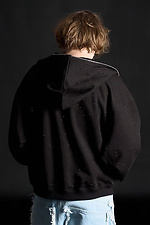 Men's Zipper Hoodie with Rhinestones Gloss Black OGONPUSHKA 8043329 photo №3