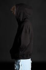 Men's Zipper Hoodie with Rhinestones Gloss Black OGONPUSHKA 8043329 photo №4