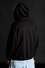 Men's Zipper Hoodie with Rhinestones Gloss Black OGONPUSHKA 8043329 photo №9