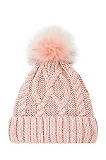 Объемная вязаная шапка на зиму розовая с помпоном 4009330 фото №2