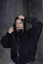 Damen Oversize Zipper Hoodie Peeper schwarz OGONPUSHKA 8043330 Foto №14
