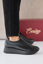 Damen-Ledersneaker Frühling-Herbst schwarz 2505331 Foto №3