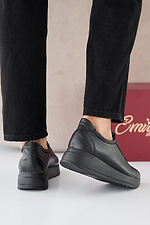 Damen-Ledersneaker Frühling-Herbst schwarz 2505331 Foto №4