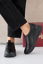 Damen-Ledersneaker Frühling-Herbst schwarz 2505331 Foto №5