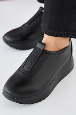 Damen-Ledersneaker Frühling-Herbst schwarz 2505331 Foto №7
