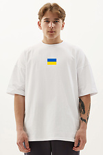 Белая хлопковая футболка оверсайз с патриотическим принтом GEN 8000331 фото №4
