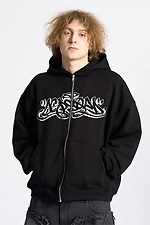 Black Tag Zipper Oversized Hoodie OGONPUSHKA 8043331 photo №1